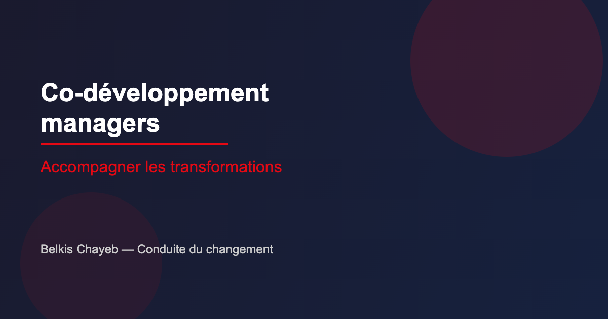 Co-développement managers en période de transformation