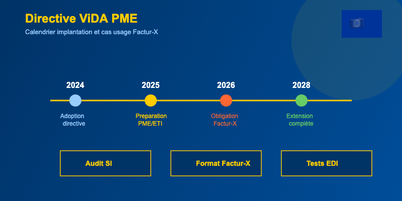 Directive vida pme calendrier implantation Factur-X 2026