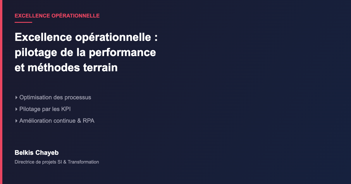 Excellence opérationnelle pilotage performance