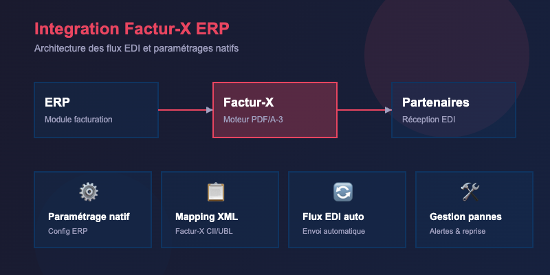 Integration factur-x erp : architecture des flux EDI et parametrages natifs